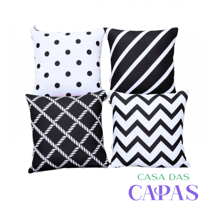 Kit 4 Capas de Almofada - Black and White