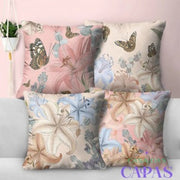Kit 4 Capas de Almofada - Borboleta Rosa