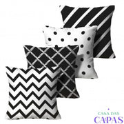 Kit 4 Capas de Almofada - Chevrom Preto