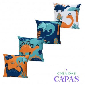Kit 4 Capas de Almofada - Dinossauro