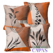 Kit 4 Capas de Almofada - Floral Laranja