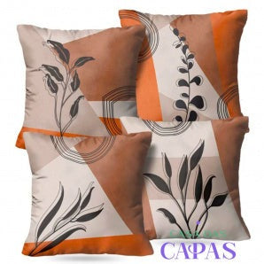 Kit 4 Capas de Almofada - Floral Laranja
