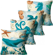 Kit 4 Capas de Almofada - Fundo do Mar