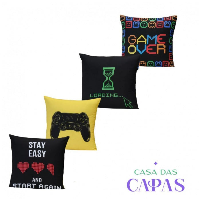 Kit 4 Capas de Almofada - Game Over