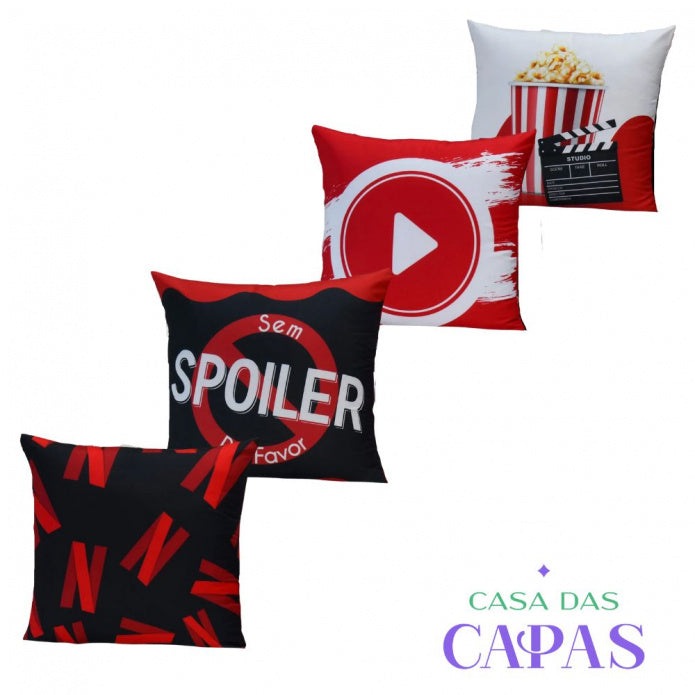 Kit 4 Capas de Almofada - Hora do Filme