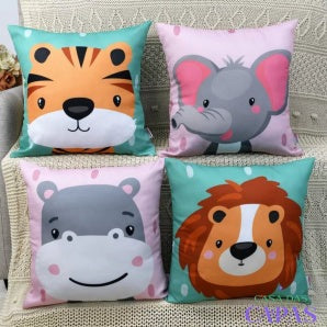 Kit 4 Capas de Almofada Infantil - Bichinhos