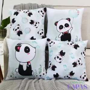 Kit 4 Capas de Almofada Infantil - Pandinha