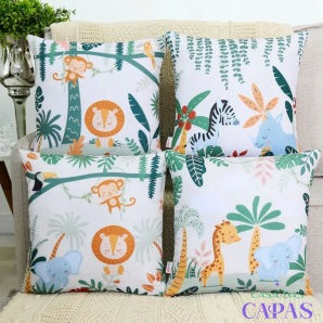 Kit 4 Capas de Almofada Infantil - Safari
