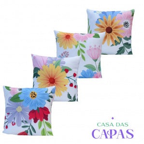 Kit 4 Capas de Almofada - Jardim Florido