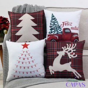 Kit 4 Capas de Almofada Natal - Árvore Vermelha