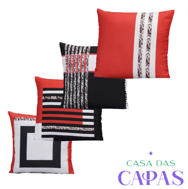 Kit 4 Capas de Almofada - Red Black