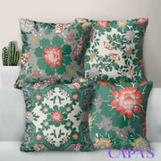 Kit 4 Capas de Almofada - Roseira Verde