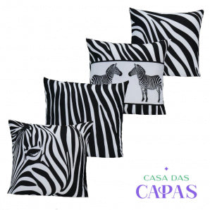 Kit 4 Capas de Almofada - Zebra