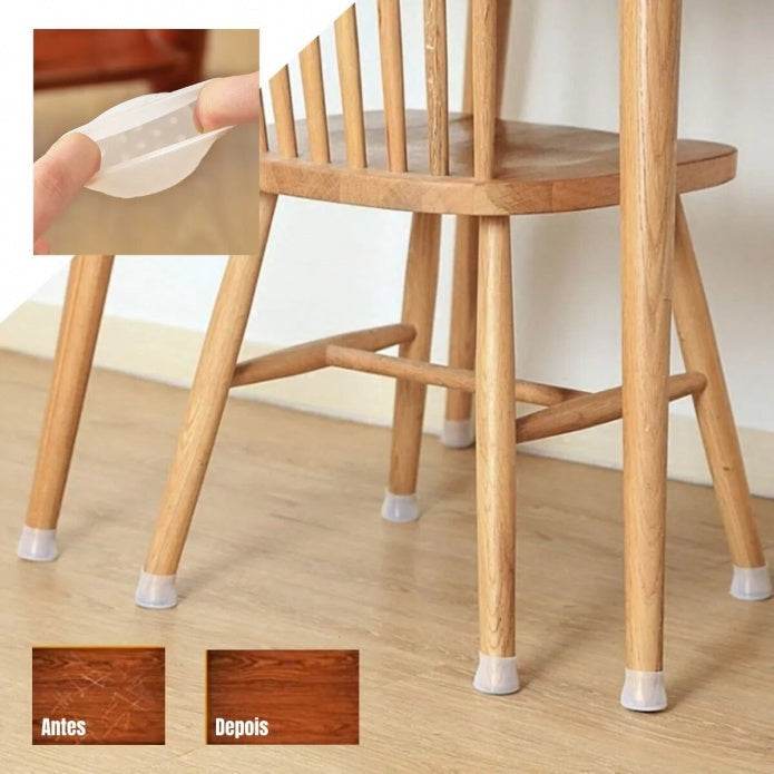 Protetor para pés de Cadeira de Silicone - Kit para 4 cadeiras - Branco