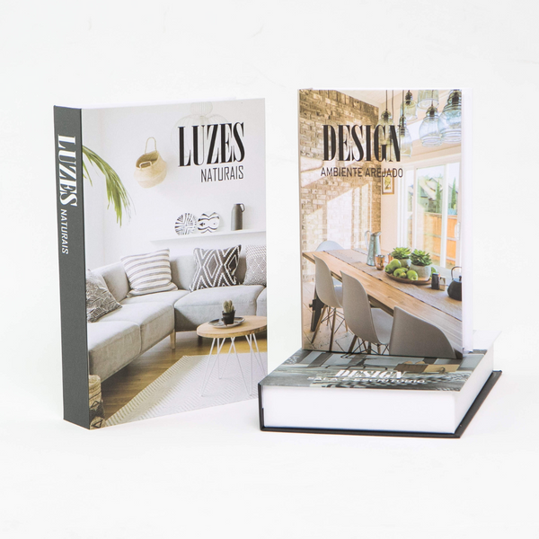 Kit 3un Caixa Porta Objeto Livro Fake Decorativo - Luzes