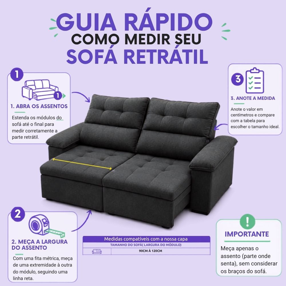 Capa para Sofá Retrátil Braço Completo - Palha