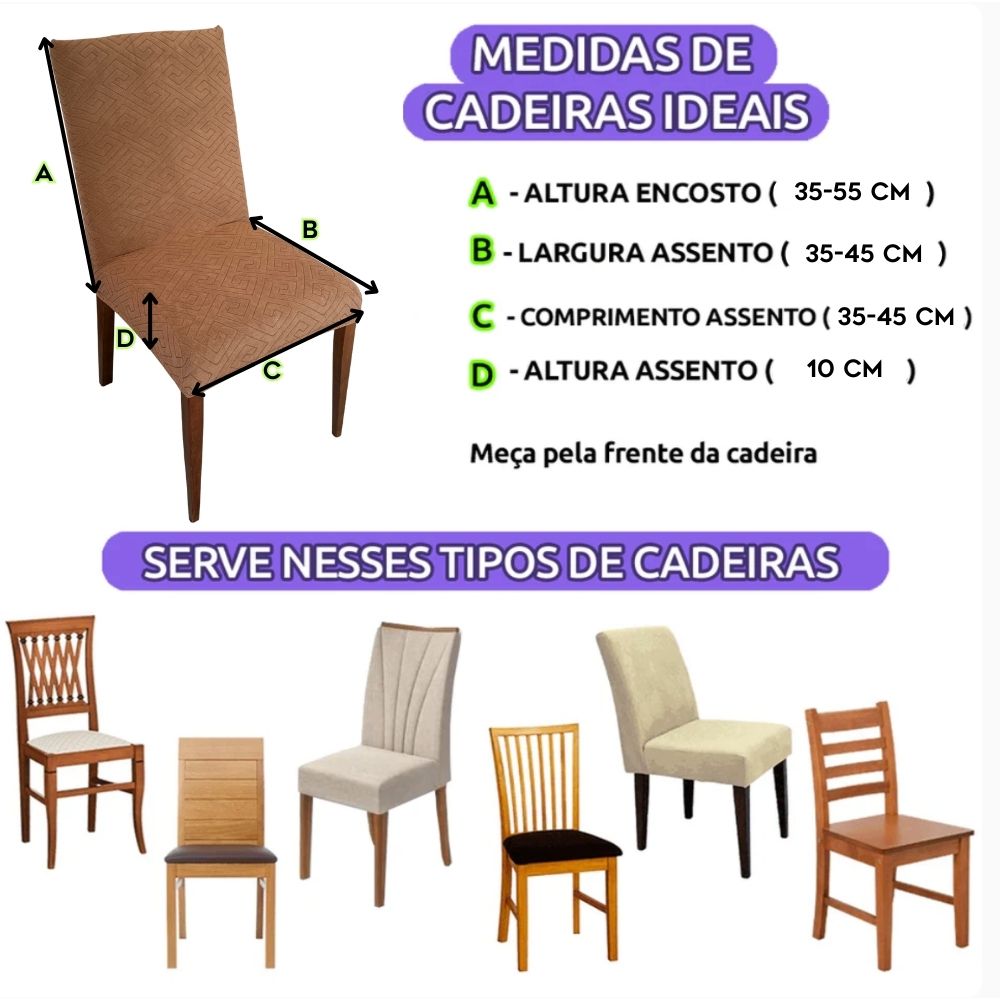 Capa de Cadeira Suede Jacquard Alto Relevo Marrom- Linhas