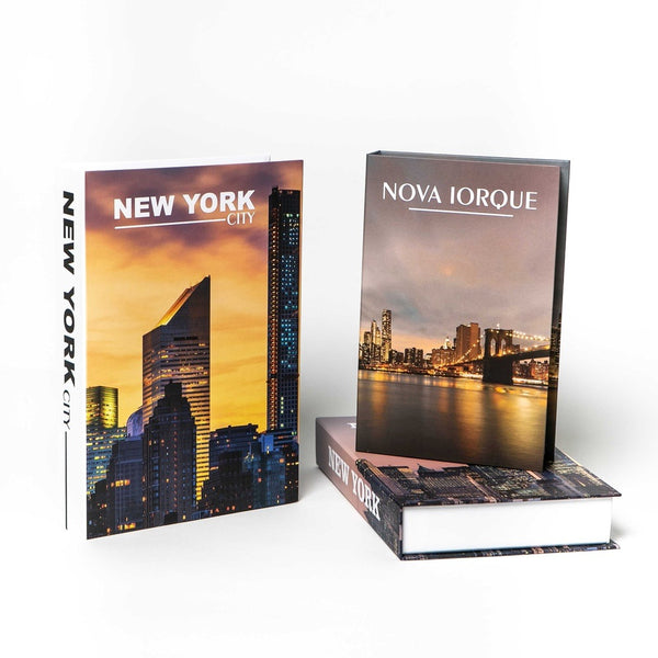 Kit 3un Caixa Porta Objeto Livro Fake Decorativo - New York City