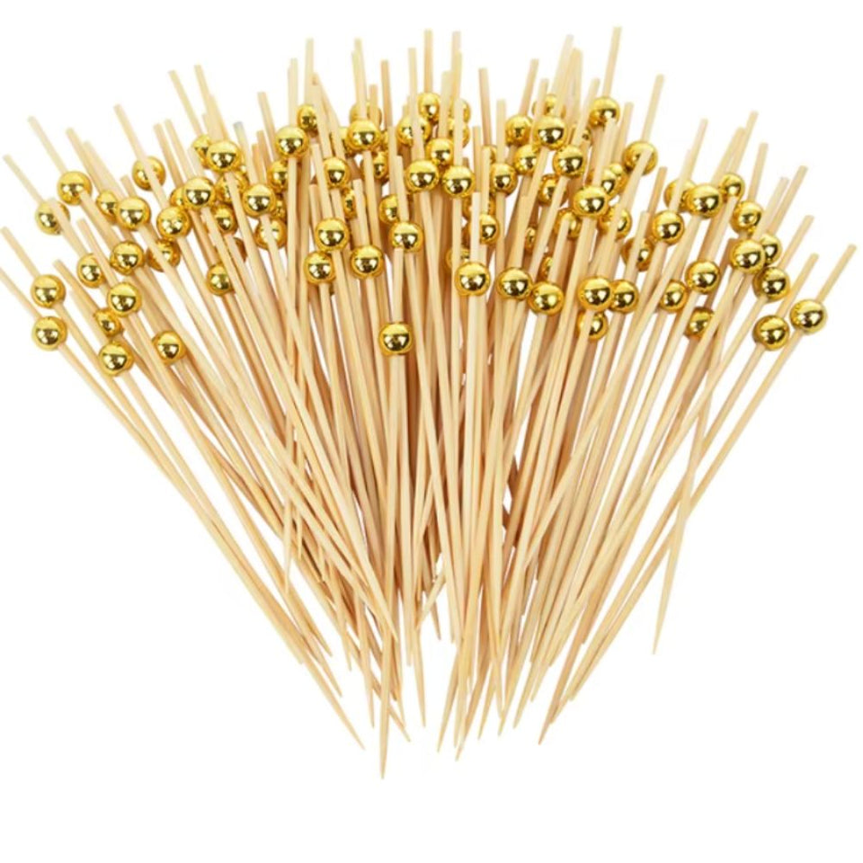 Kit 20 Palitos Petisqueira Bambu Bolinha- Várias Cores