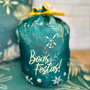 Porta Panetone Natal-Verde e Dourado