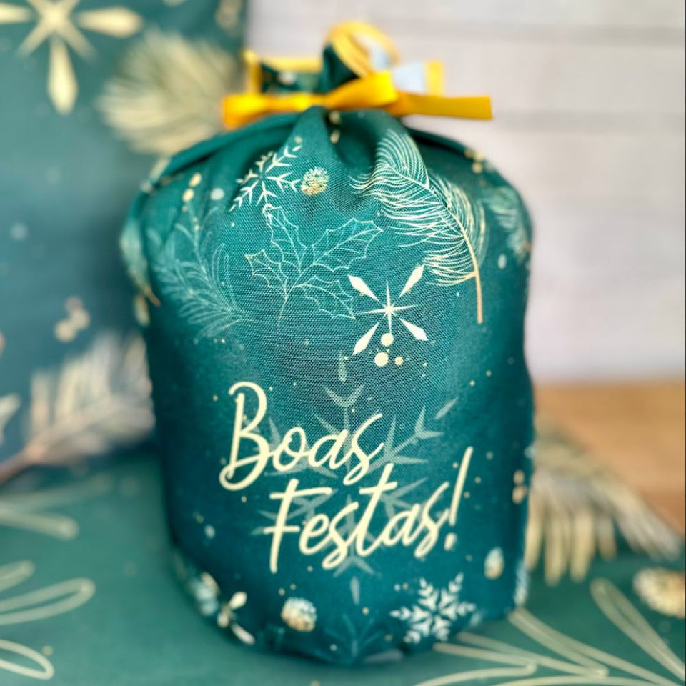Porta Panetone Natal-Verde e Dourado