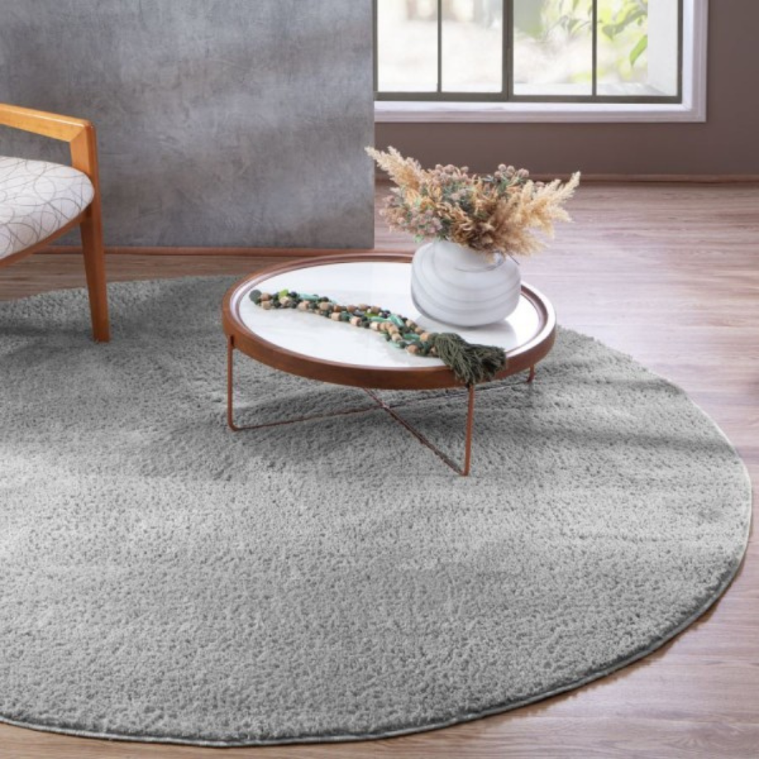 Tapete Redondo Confort  1,50m x 1,50m - Cinza
