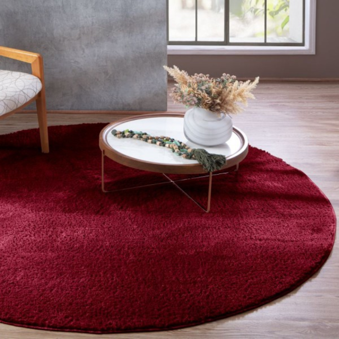 Tapete Redondo Confort  1,50m x 1,50m - Vermelho