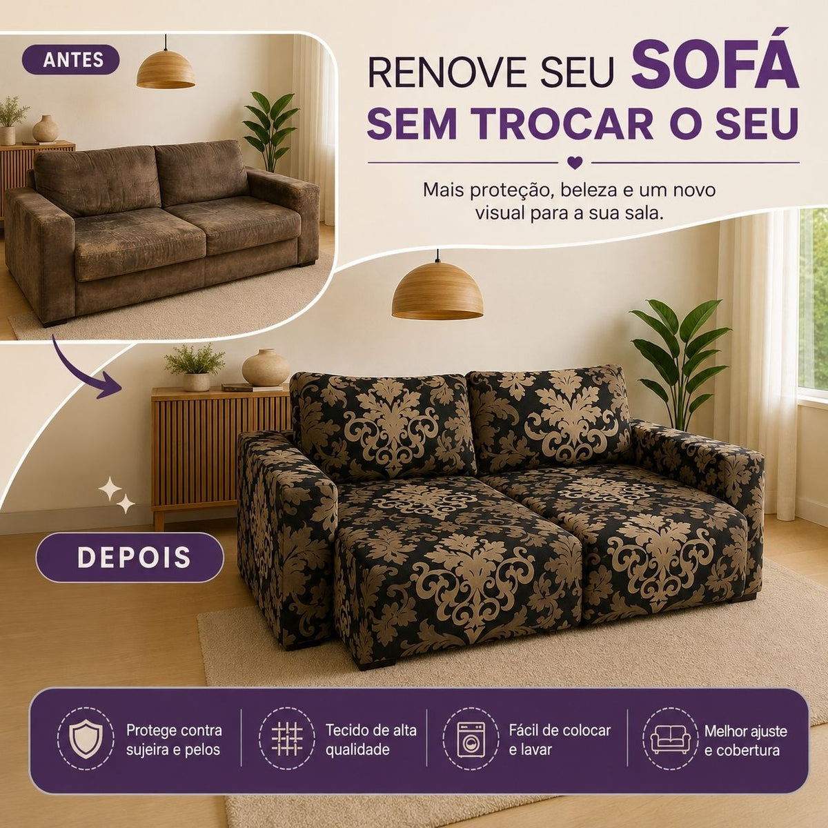 Capa para Sofá Retrátil Braço Completo - Tulipa