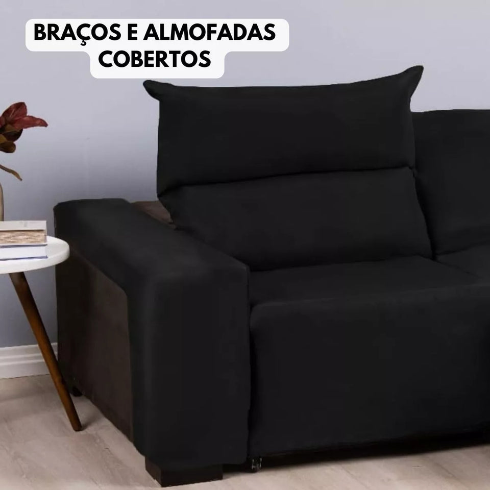 Capa de Sofá Retrátil + Braço Preto