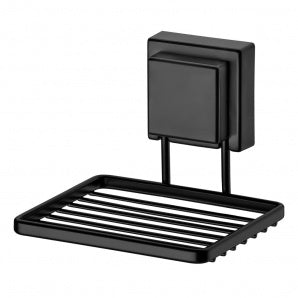 Saboneteira com Ventosa 12 cm Preto Fosco