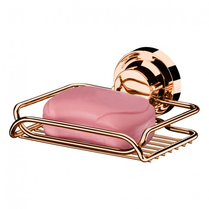Saboneteira Com Ventosa Ultra Resistente Aramada- Rose Gold
