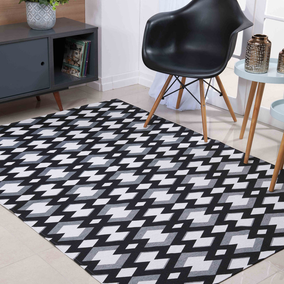Tapete Double AntiDerrapante - Preto/Branco