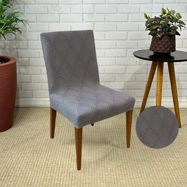 Capa de Cadeira Suede Jacquard Alto Relevo Cinza- Ramos