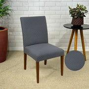 Capa de Cadeira Suede Jacquard Alto Relevo Cinza- Linhas