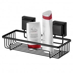 Suporte Para Shampoo Com Ventosa 28cm Preto Fosco