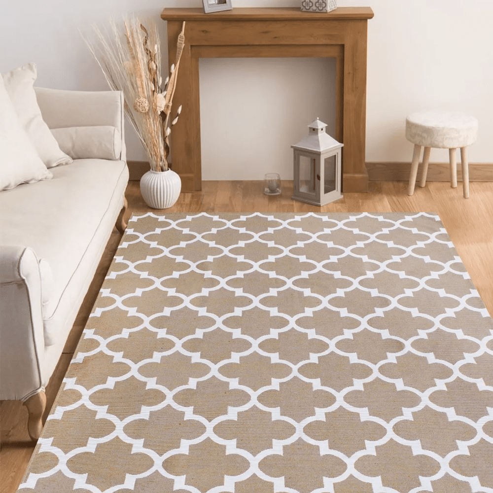 Tapete Luxo AntiDerrapante - Bege/Branco casadas-capas