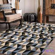 Tapete Eros AntiDerrapante - Azul/Marrom casadas-capas