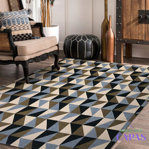 Tapete Eros AntiDerrapante - Azul/Marrom casadas-capas