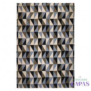 Tapete Eros AntiDerrapante - Azul/Marrom casadas-capas