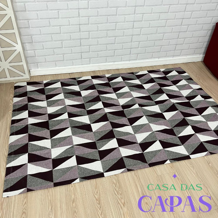 Tapete Eros AntiDerrapante - Roxo/Branco casadas-capas