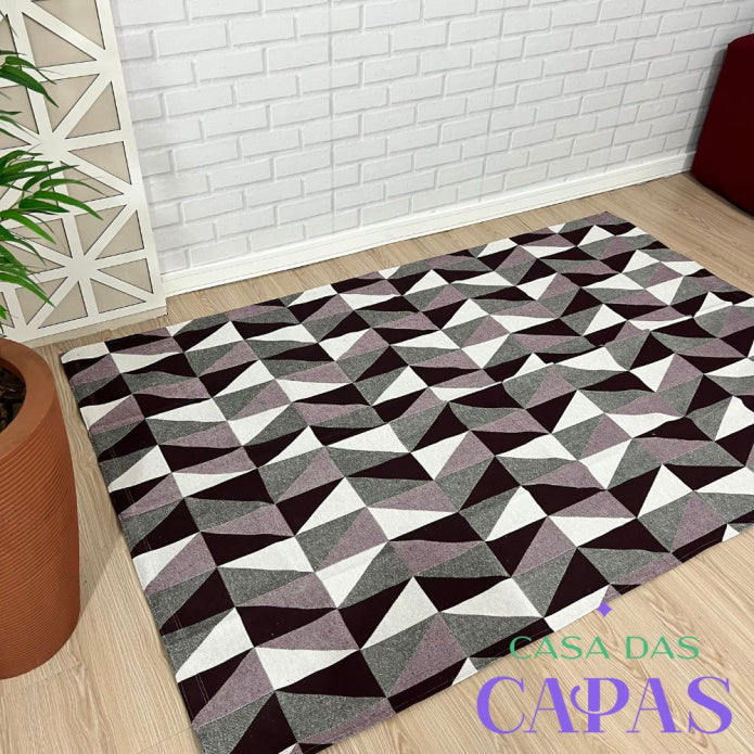 Tapete Eros AntiDerrapante - Roxo/Branco casadas-capas
