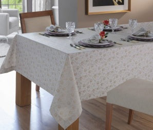 Toalha de Mesa Jacquard Firenza Hidrorepelente - Bege