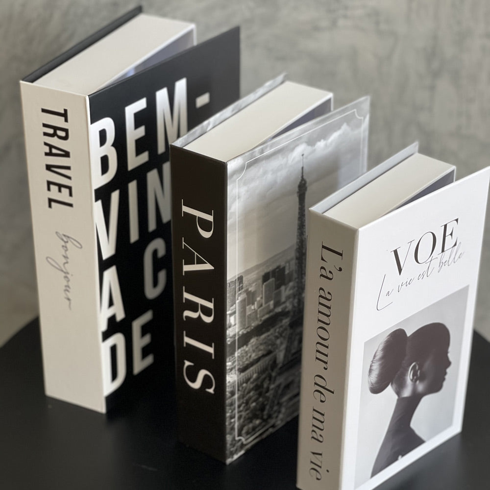 Kit 3un Caixa Porta Objeto Livro Fake Decorativo - Voe
