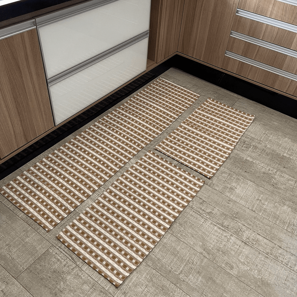 Kit Tapete De Cozinha 3 Peças - Egito Caramelo