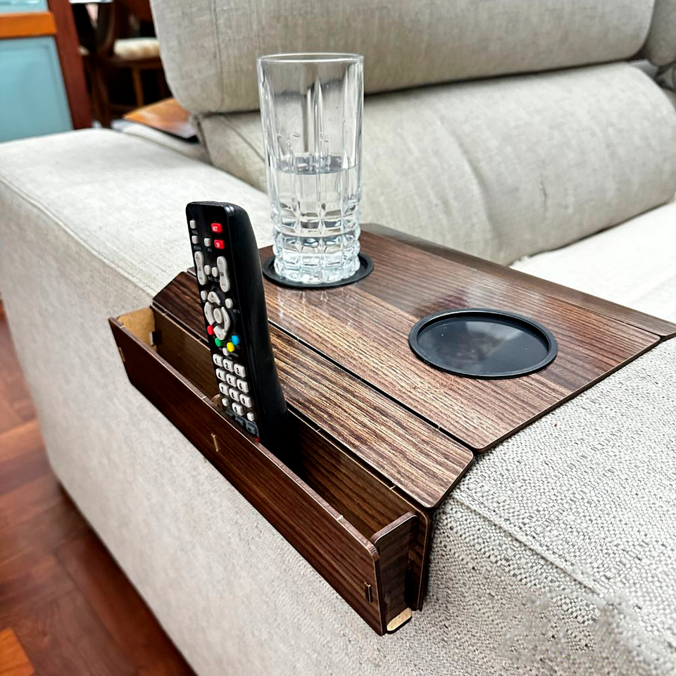 Suporte Porta Copos Com Porta Controle Braço Sofá
