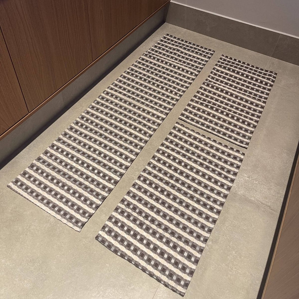 Kit Tapete De Cozinha 3 Peças AntiDerrapante - Jordânia Marrom