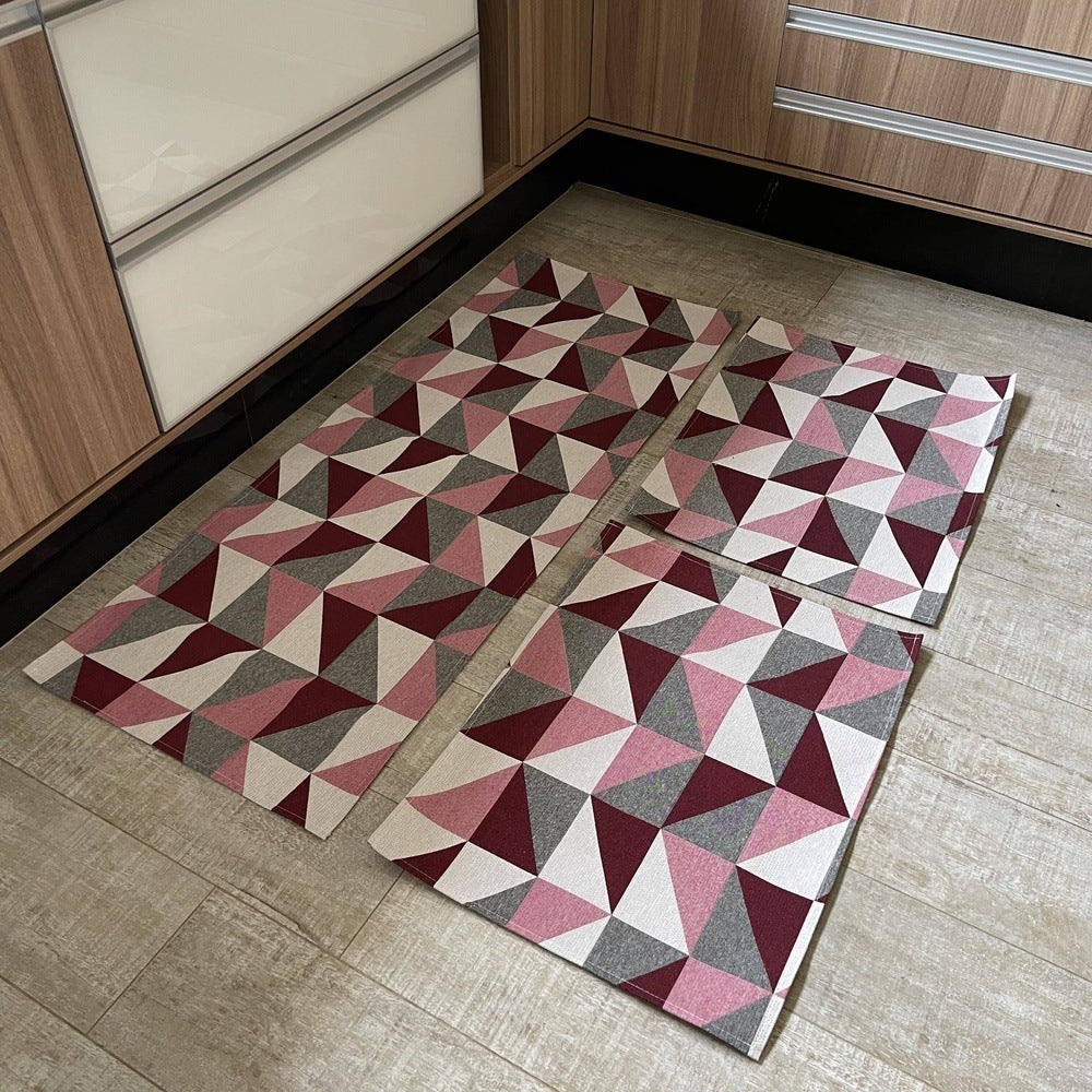 Kit Tapete De Cozinha 3 Peças AntiDerrapante - Dubai Vermelho
