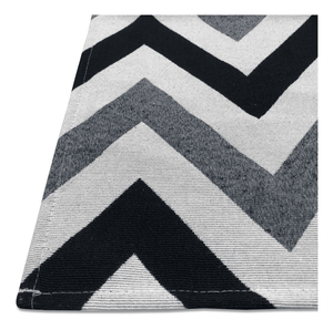 Kit Tapete De Cozinha 3 Peças Antiderrapante - Zig Zag Preto