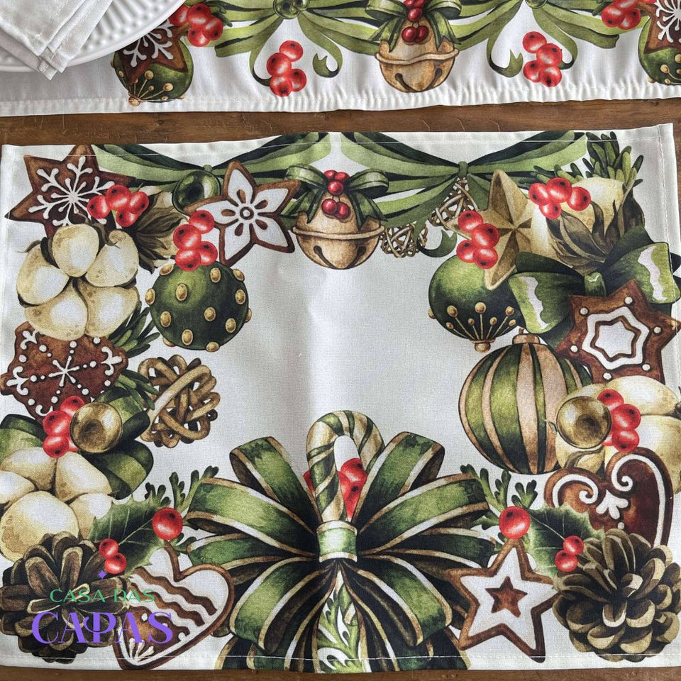 Mesa Posta Completa Natal - Guirlanda