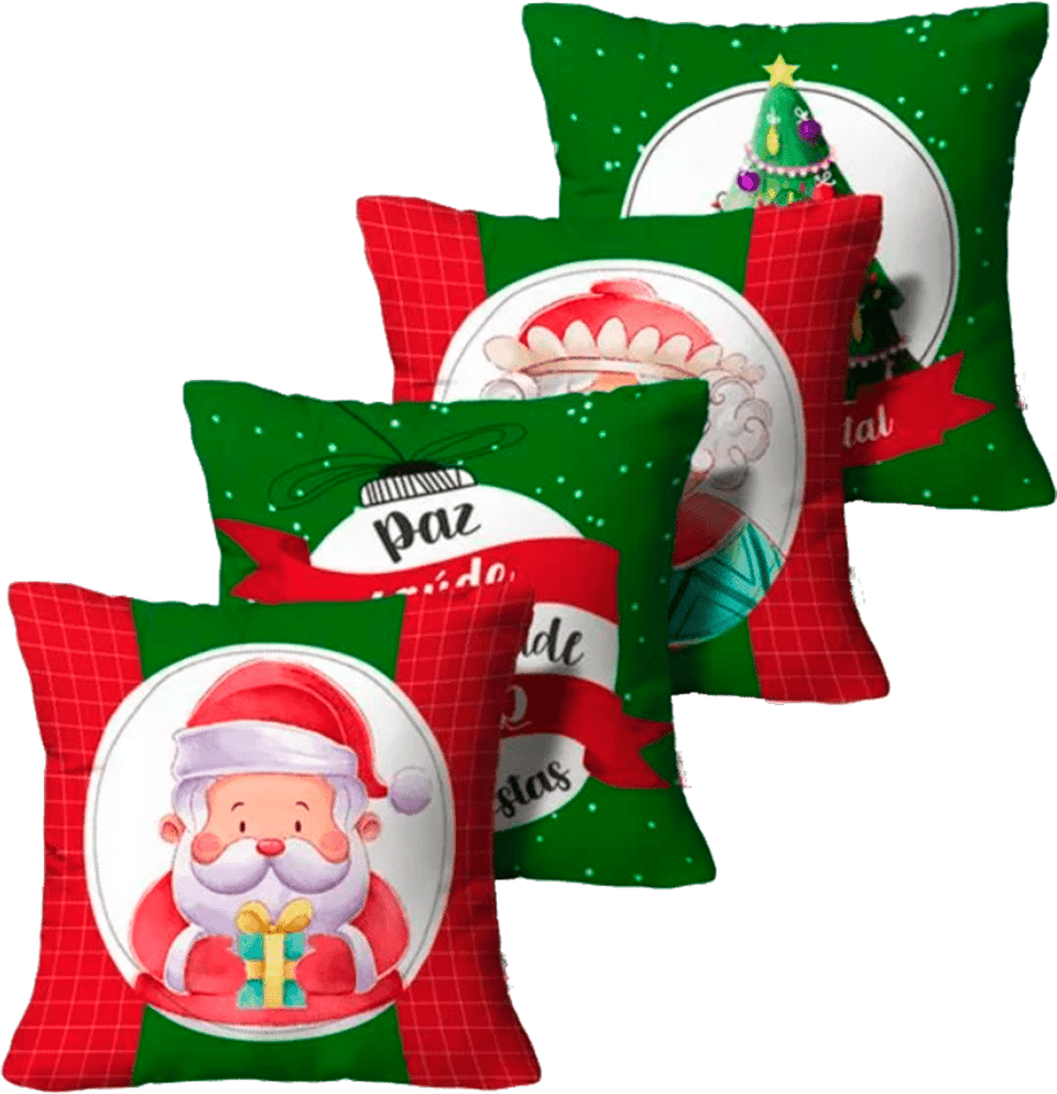 Kit 4 Capas de Almofada - Boas Festas